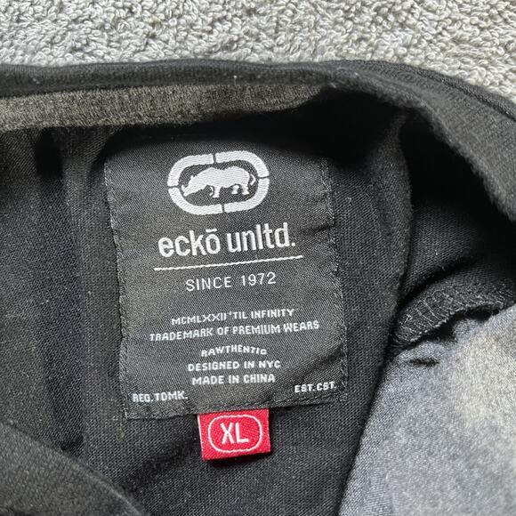Ecko Unltd Shirt Mens XL Black Gray Red Colorblock Urban Graphic Streetwear 90s - Picture 5 of 9